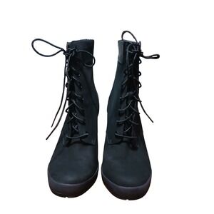 Timberland Ankle Boots Lace‎ Up Heeled Booties Black Leather US 10 Womens